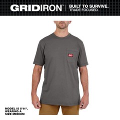 Milwaukee Men’s Medium Gray GRIDIRON Cotton/Polyester Pocket T-Shirt