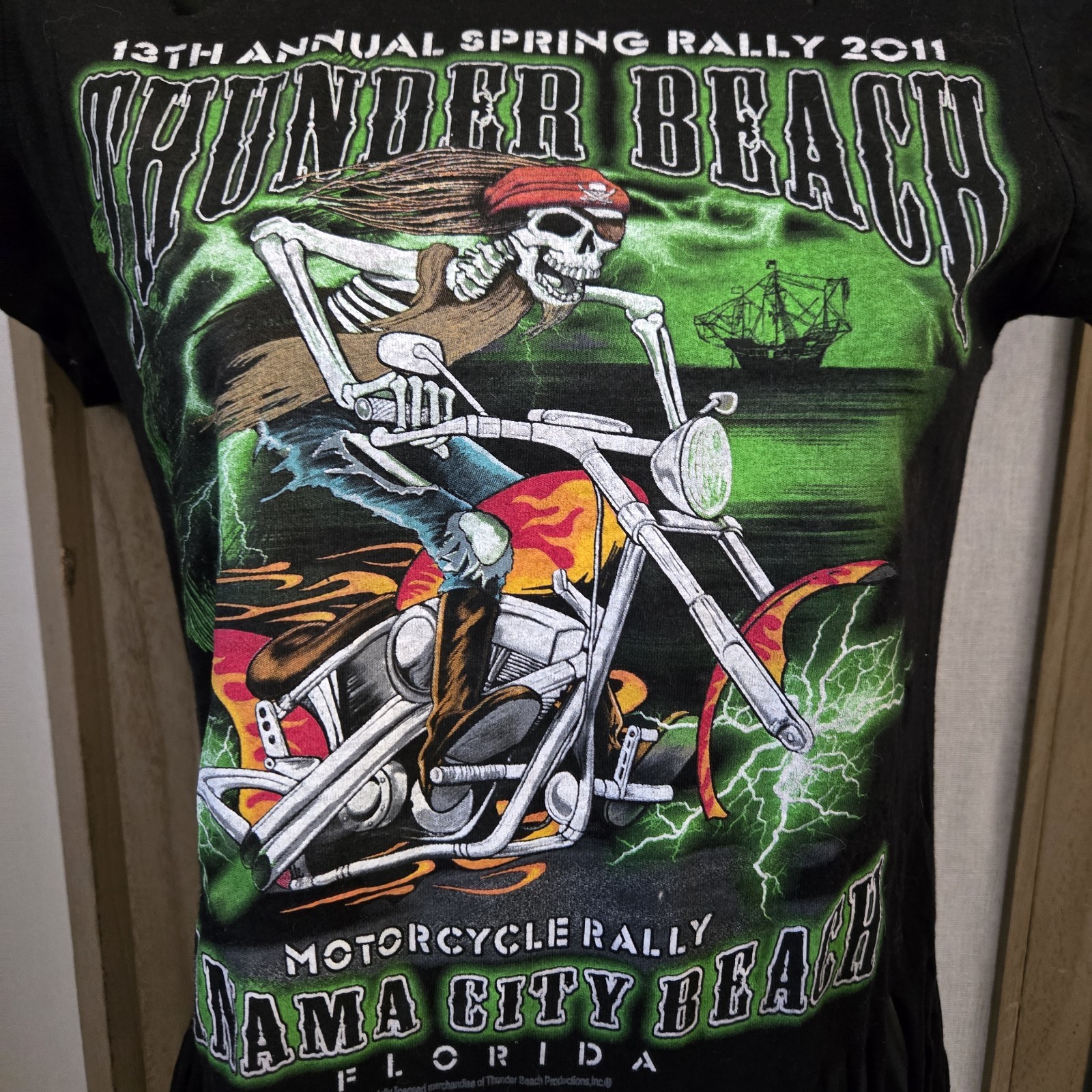 13th Thunder Beach Bike Week Panama City Beach T-Shirt Black Motorcyle Size S gallery