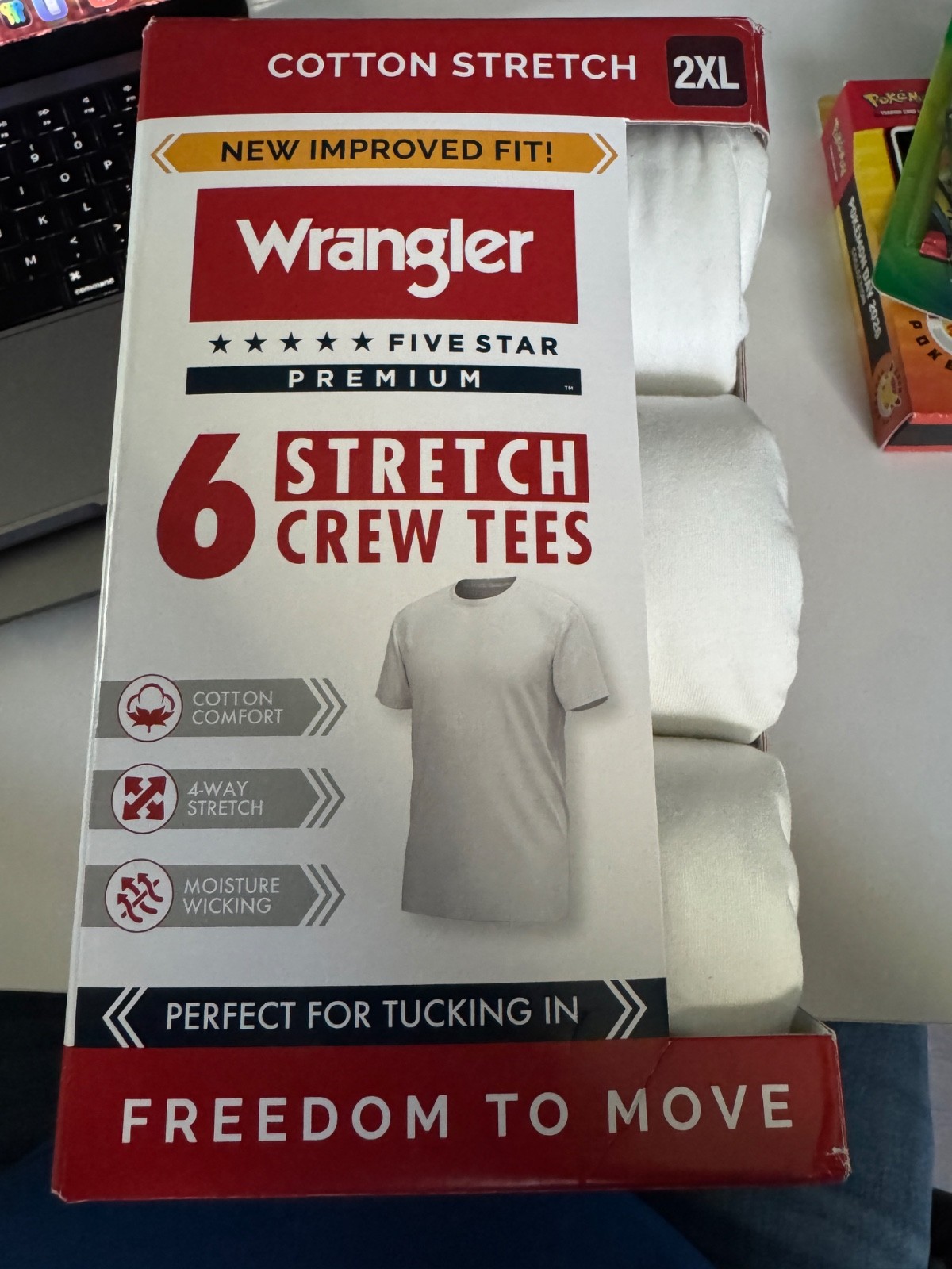 Wrangler Five Star Premium Men 2XL Cotton Stretch Crew Tees White 6 Pack New gallery