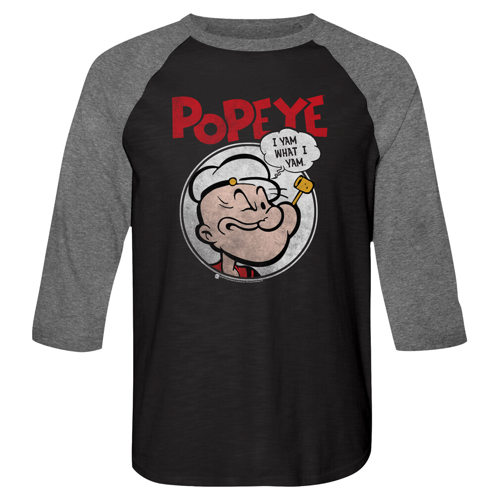 Popeye The Sailor Man Classic Cartoon I Yam What I Yam Men’s Raglan T Shirt