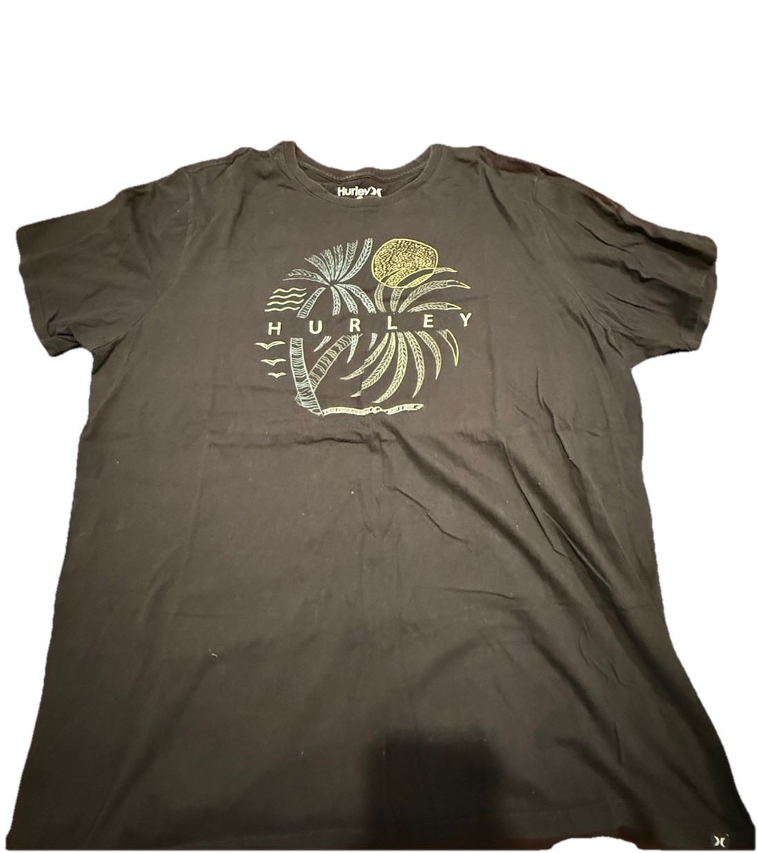 Hurley Palm Tree Graphic T Shirt Mens XXL Black Surf Beach Cotton Tee gallery