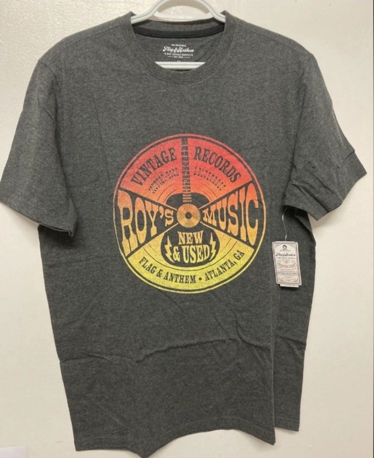 Flag & Anthem Mens T-Shirt Medium Dark Grey Graphic Tee Short Sleeve Guitar NWT