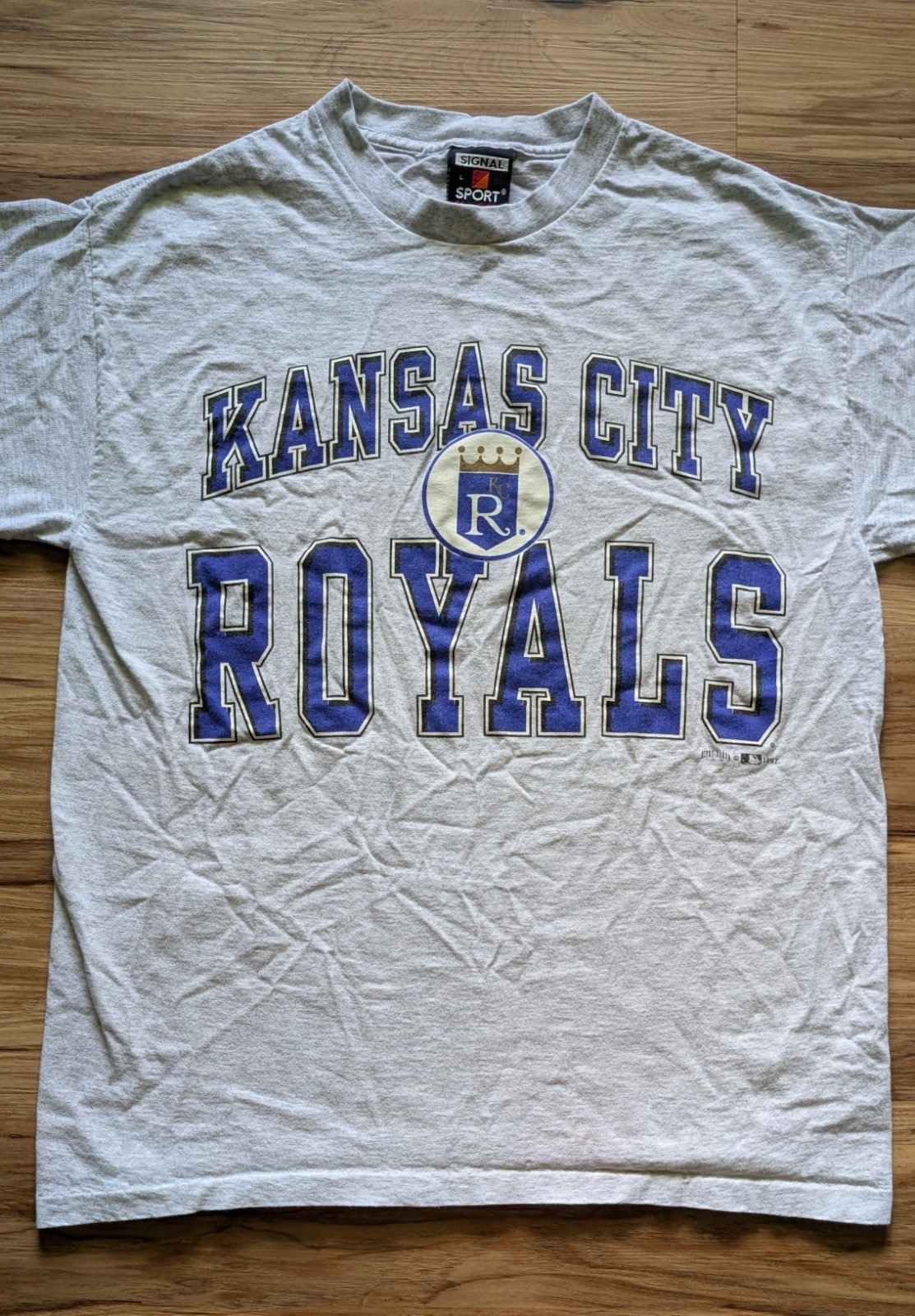 Vtg 90s Kansas City Royals T Shirt Signal Sport Mens L Gray 1997 Baseball MLB gallery