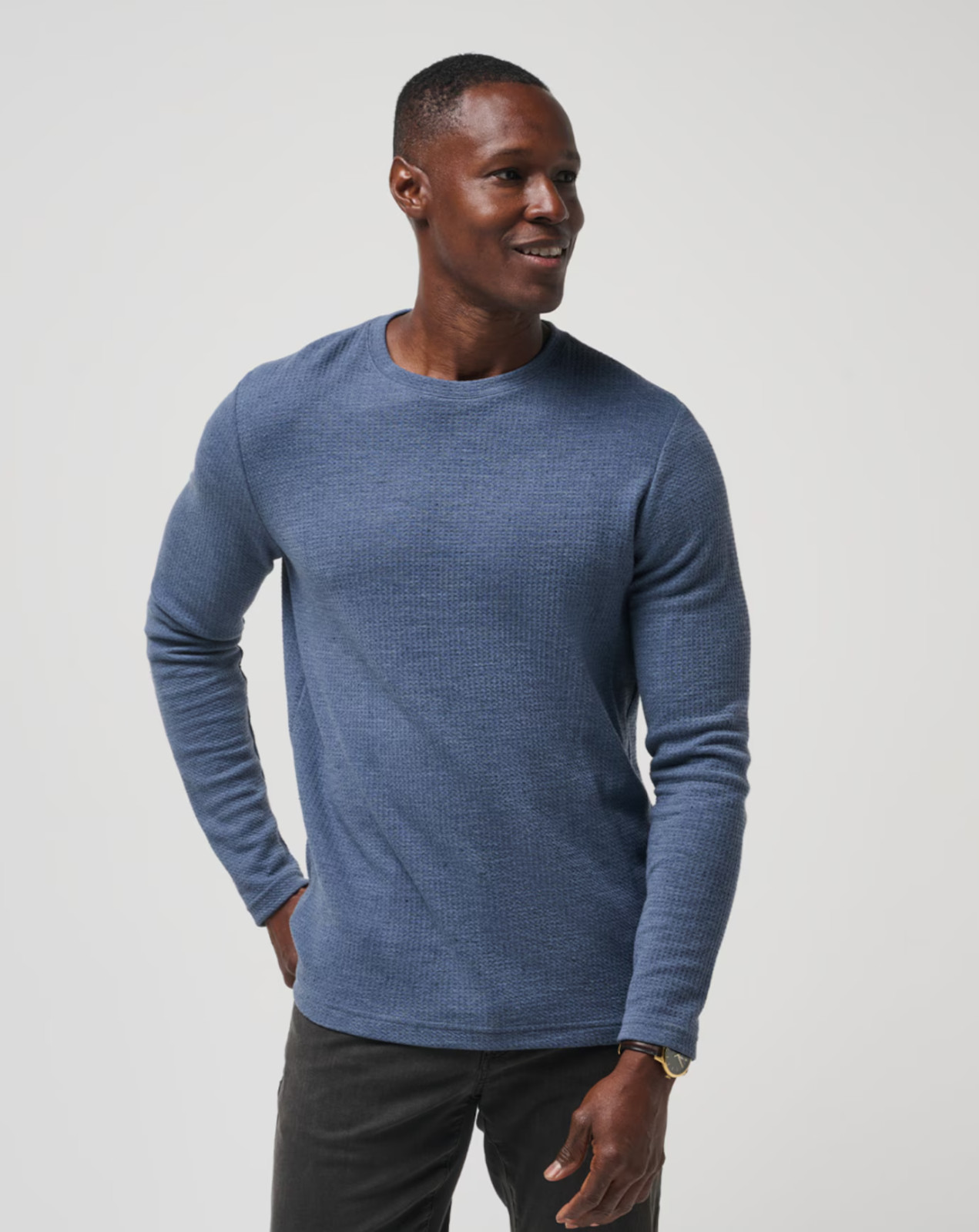$130 TravisMathew CLOUD WAFFLE CREW | Vintage Indigo | XXL