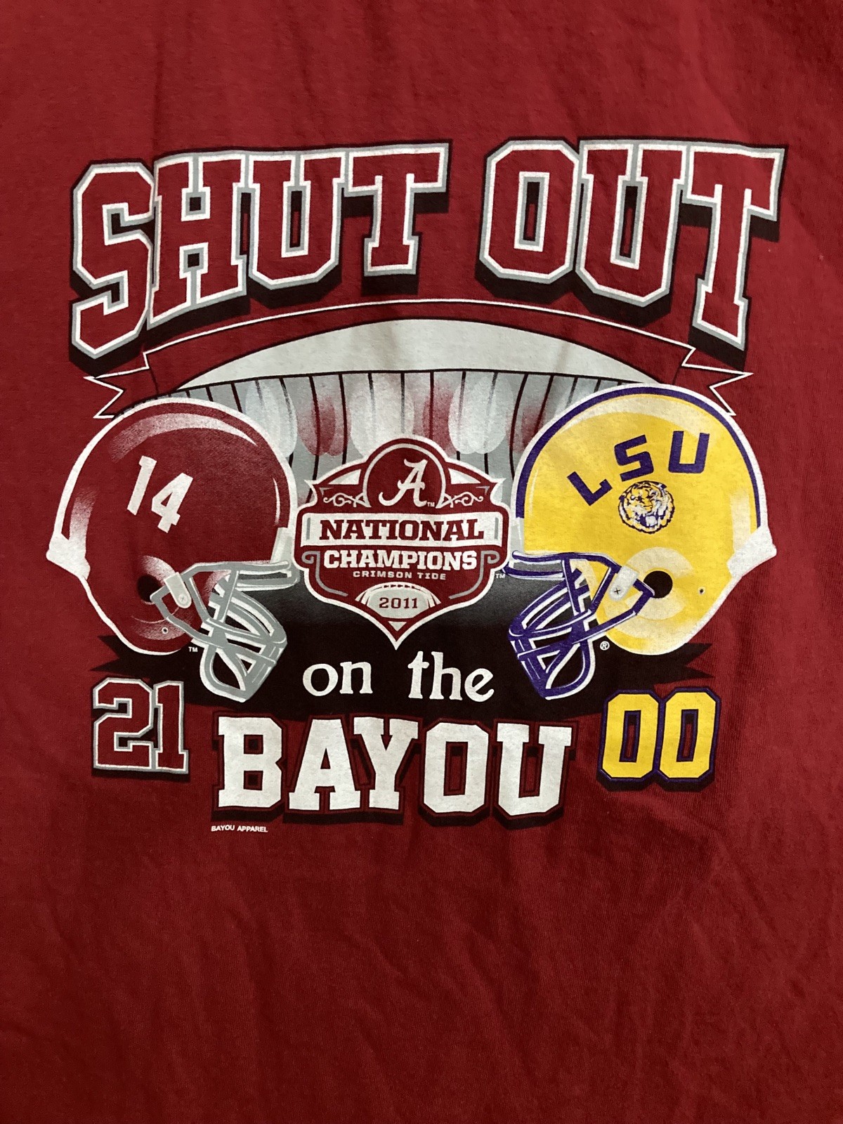 men Alabama Crimson Tide vintage 5xl 2011 championship ShutOut on the Bayou 21-0 gallery