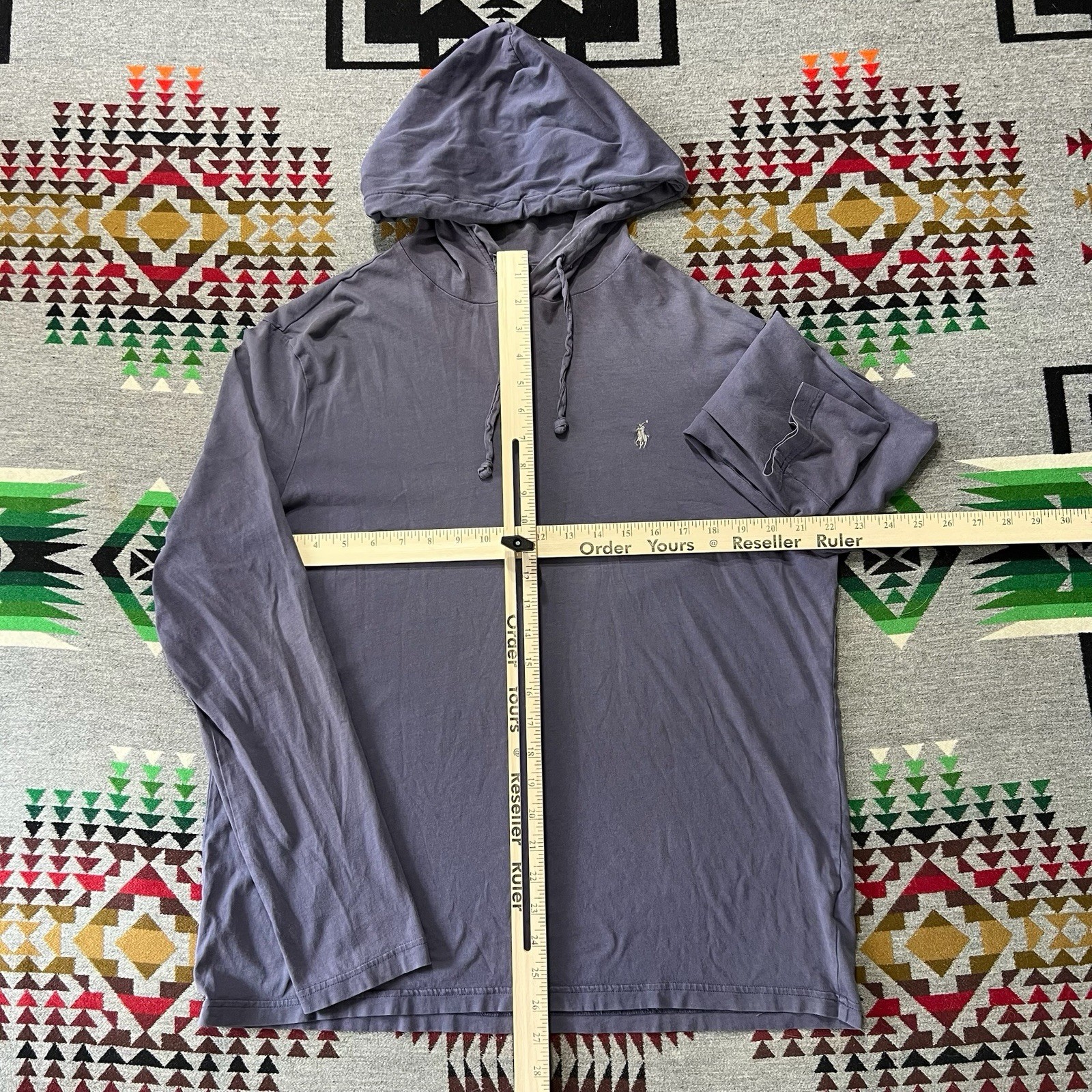 Polo Ralph Lauren Hooded T-Shirt Mens Large Purple Long Sleeve Pony Preppy A7 gallery