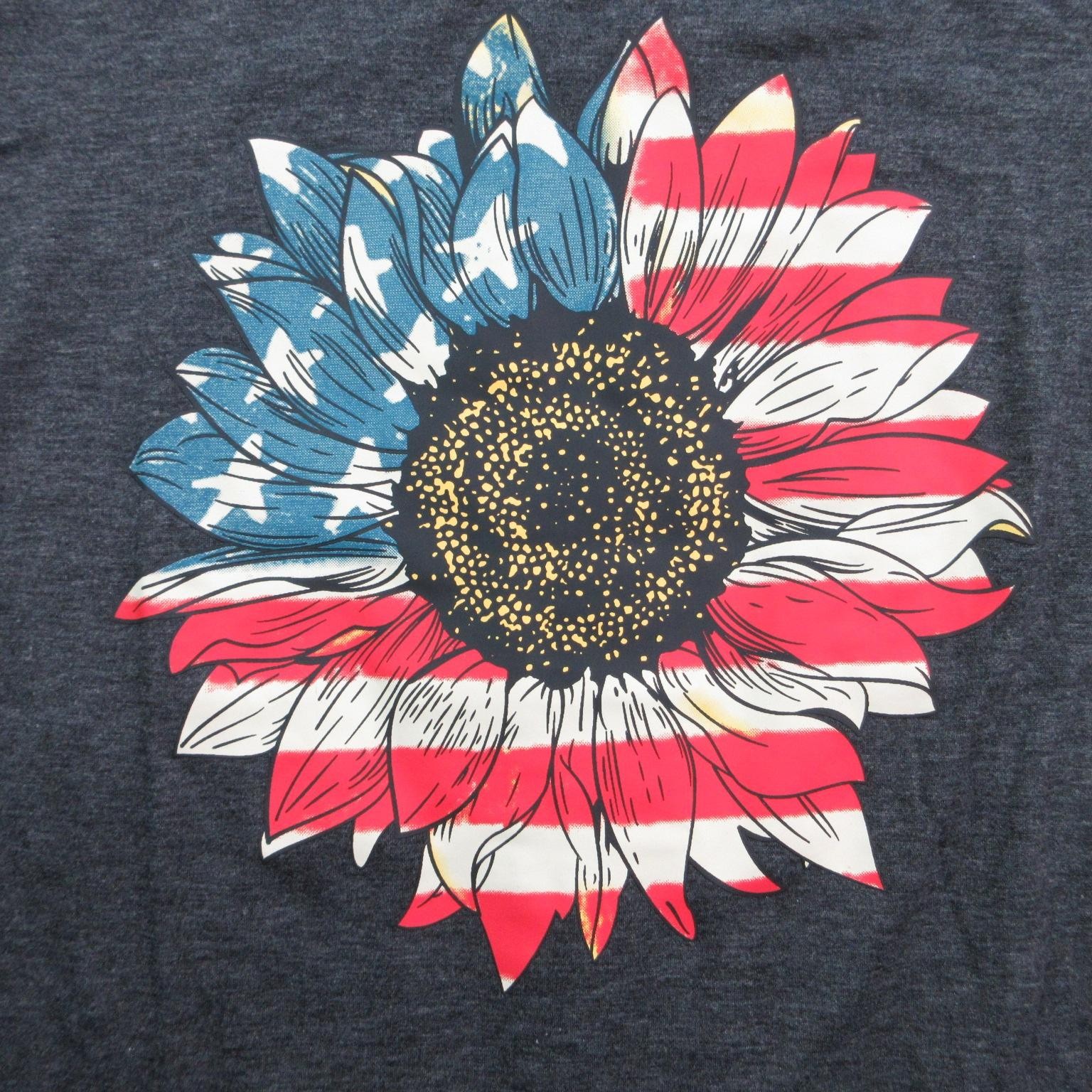 American Flag Shirt Mens Small Dark Gray Sunflower Patriotic Graphic Tee NWOT gallery