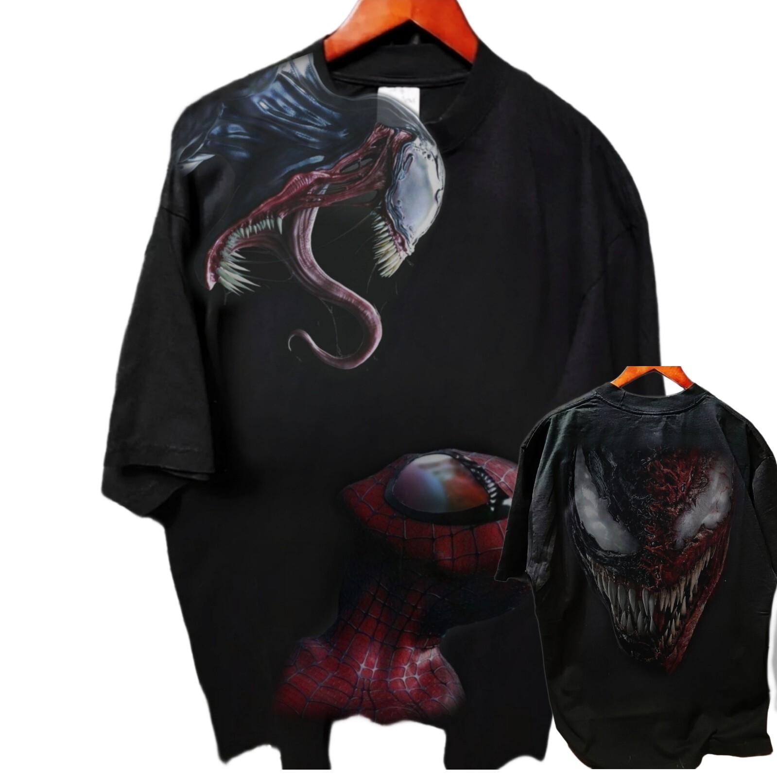 VENOM VS SPIDERMAN ON A SHAKA HEAVYWEIGHT GARMET DYED T SHIRT "MODERN" gallery