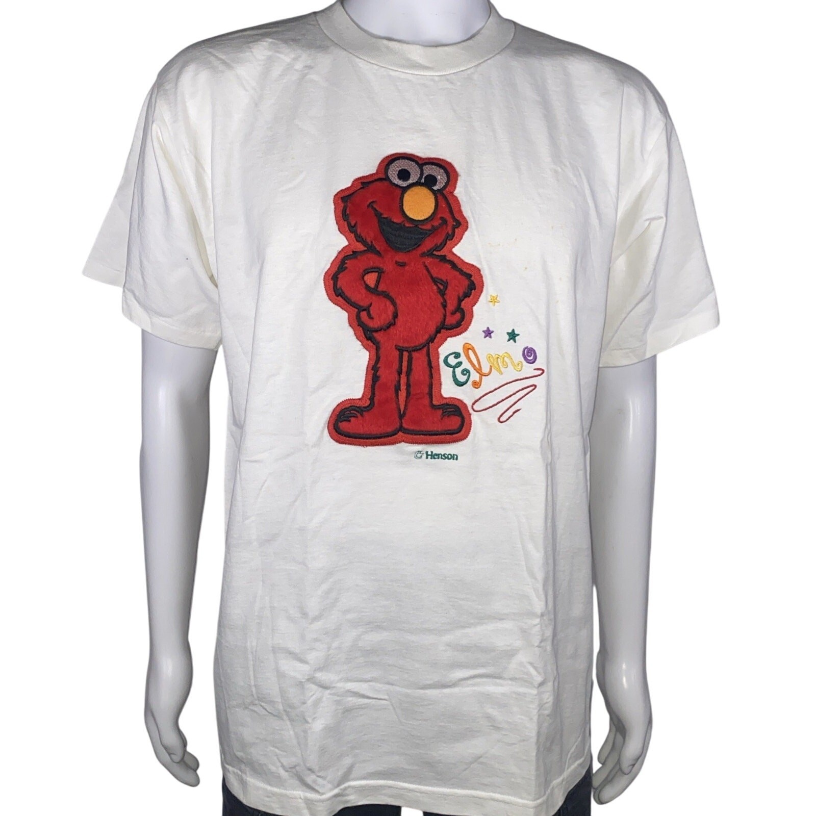 Elmo Single Stitch T-Shirt Vintage 90s Embroidered Blitzz Intl Tag Made USA Sz L
