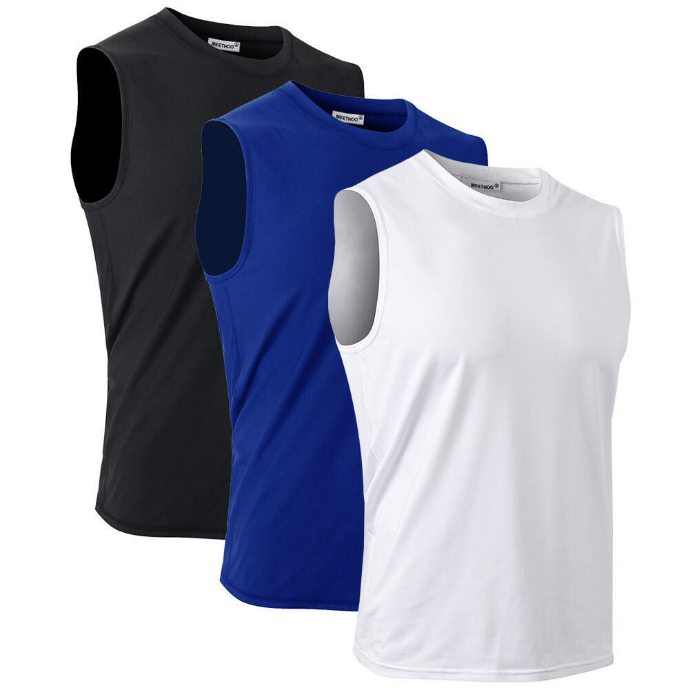 3Pack Men's Sleeveless Shirts Quick Dry Tank Top Workout Fitness Gym Sport Beach gallery
