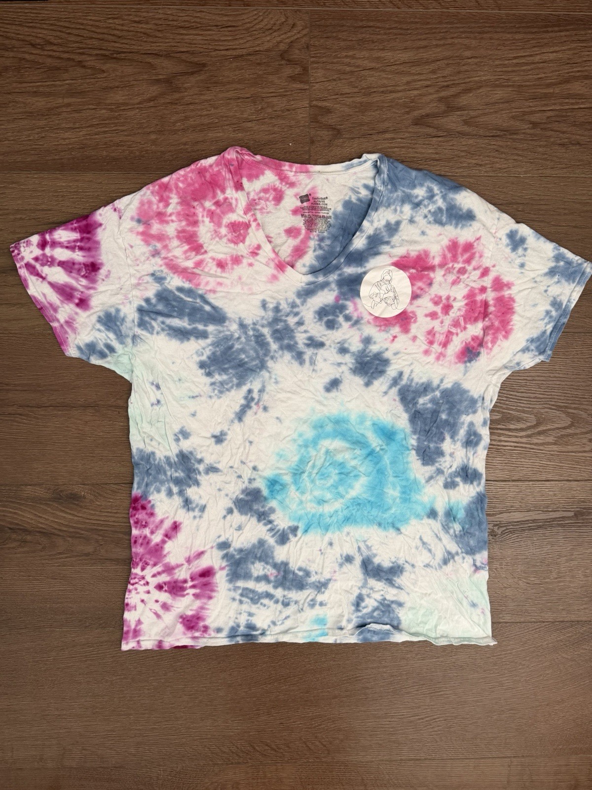 Hanes ComfortSoft Men's Multicolor Tie-Dye Cotton Jesus Graphic Tee L gallery
