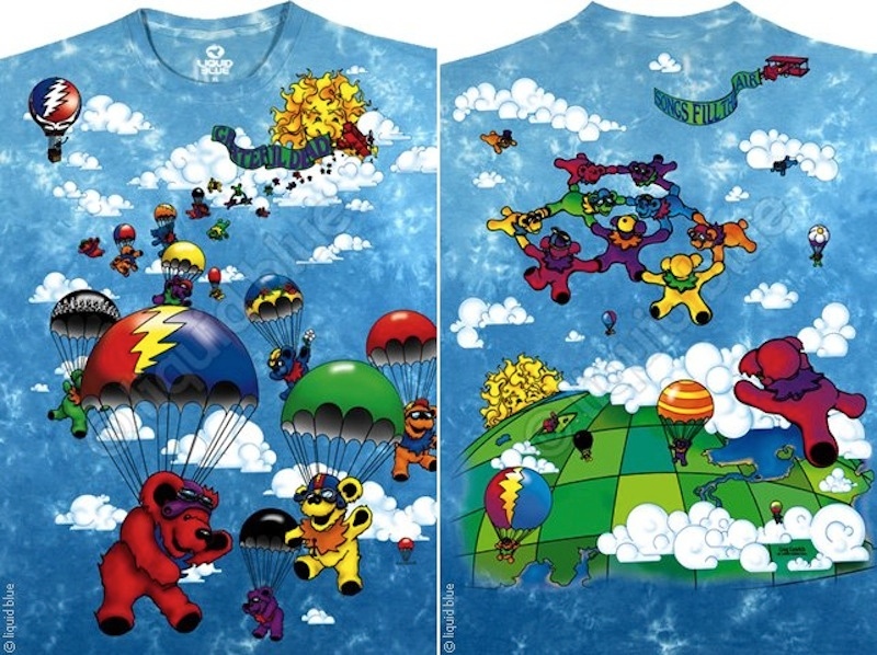 GRATEFUL DEAD-PARACHUTING BEARS-2 SIDED TIE DYE T-SHIRT S-M-L-XL-2X-3X-4X-5X-6X gallery