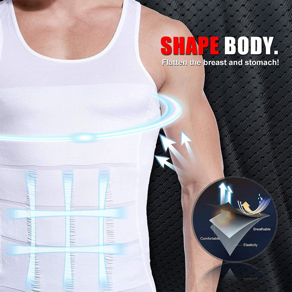 Men's Slimming Body Shaper Vest Abs Abdomen Compression Shirt Workout Tank Tops gallery