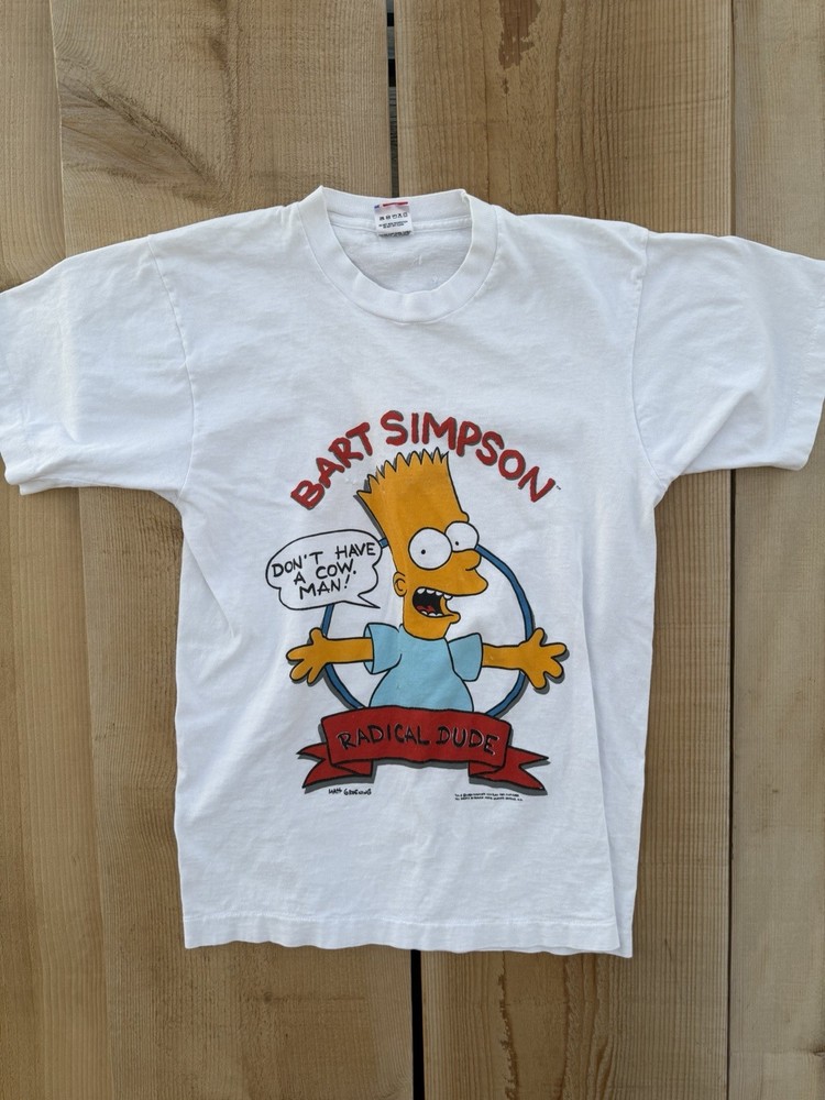Fruit of the Loom Bart Simpson Radical Dude Graphic Tee White M Preshrunk