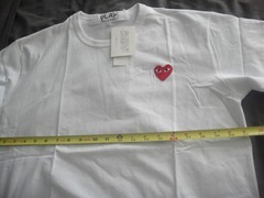 Comme Des Garcons Play Men’s Classic Red Heart Logo White Color Size Large, NWT