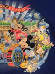 XL BLUE reflective HAPPIEST MEMORIES ON EARTH 55 Large DISNEY CAST SHIRT TEE