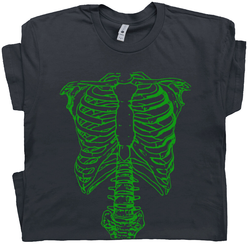 Green Skeleton T Shirt Vintage Spinal Tap Spine Ribs Movie Tee 70s 80s Halloween gallery