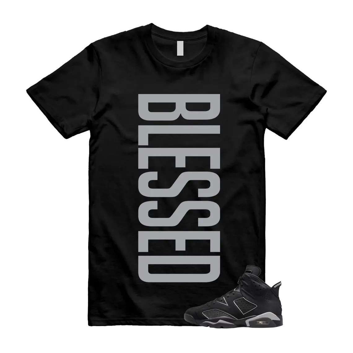 BLESSED Shirt to match Rare Retro Air jd 6 Cap and Gown Black Grey AJ6s BLK/WHI gallery