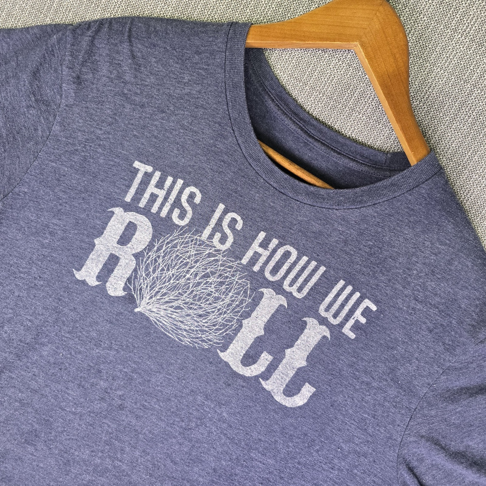 Mason Jar Label This Is How We Roll Tumbleweed T-Shirt Men 2XL Heather Blue Soft