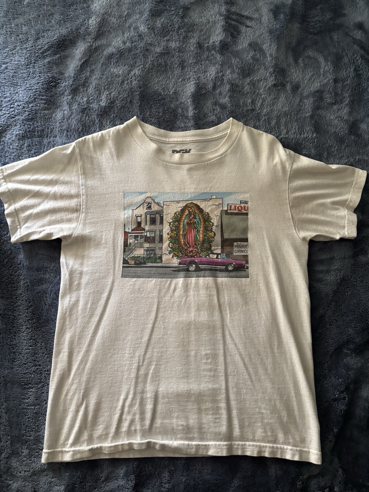 DGK Blessed Virgin of Guadalupe Graphic Men’s T-Shirt Beige Short Sleeve Small S