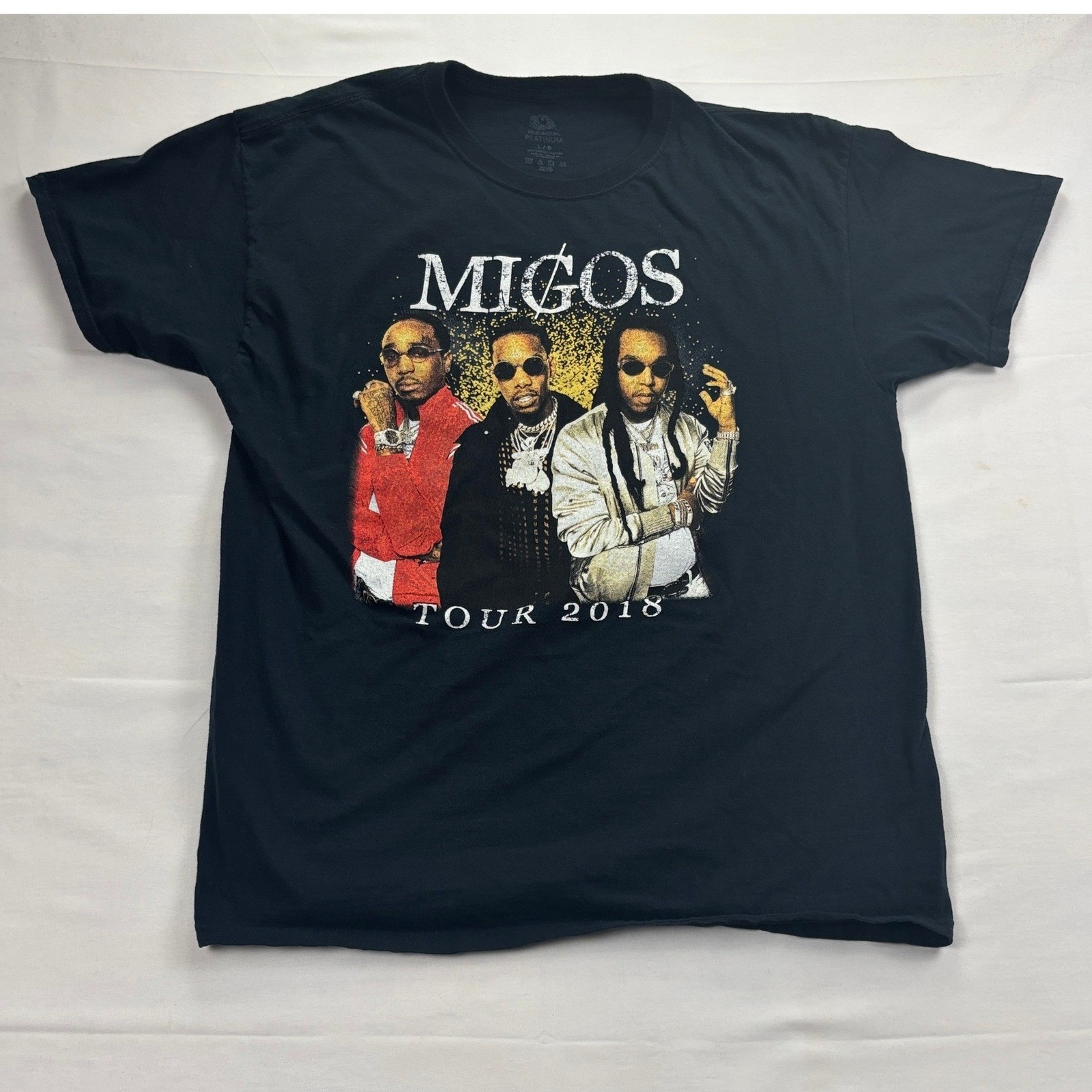 Migos Tour 2018 Rap Graphic Concert T-Shirt Large Black Mens Fruit of the Loom gallery