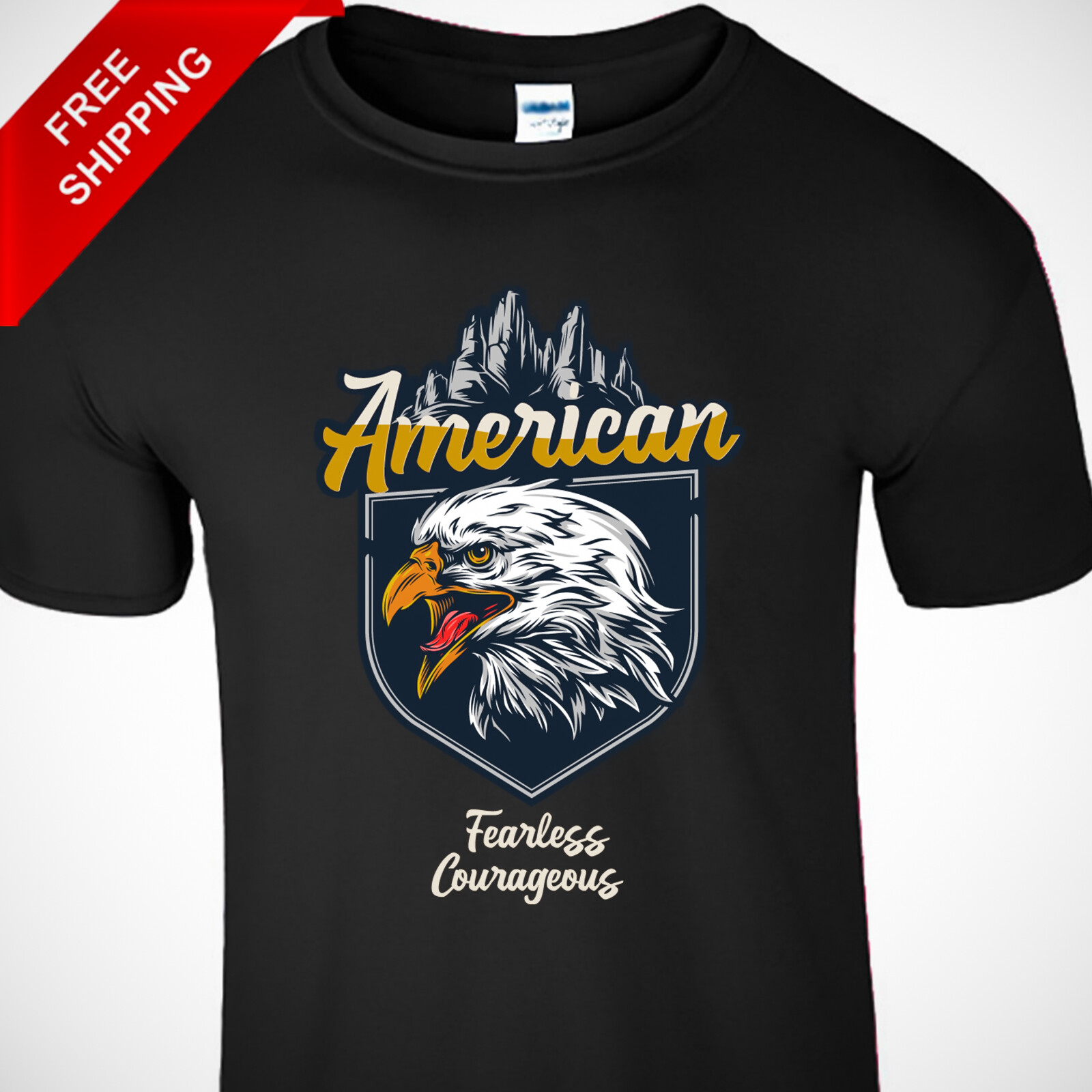 American Patriotic Men's T-Shirt Fearless Courageous Rogue Style New Eagle Tee gallery