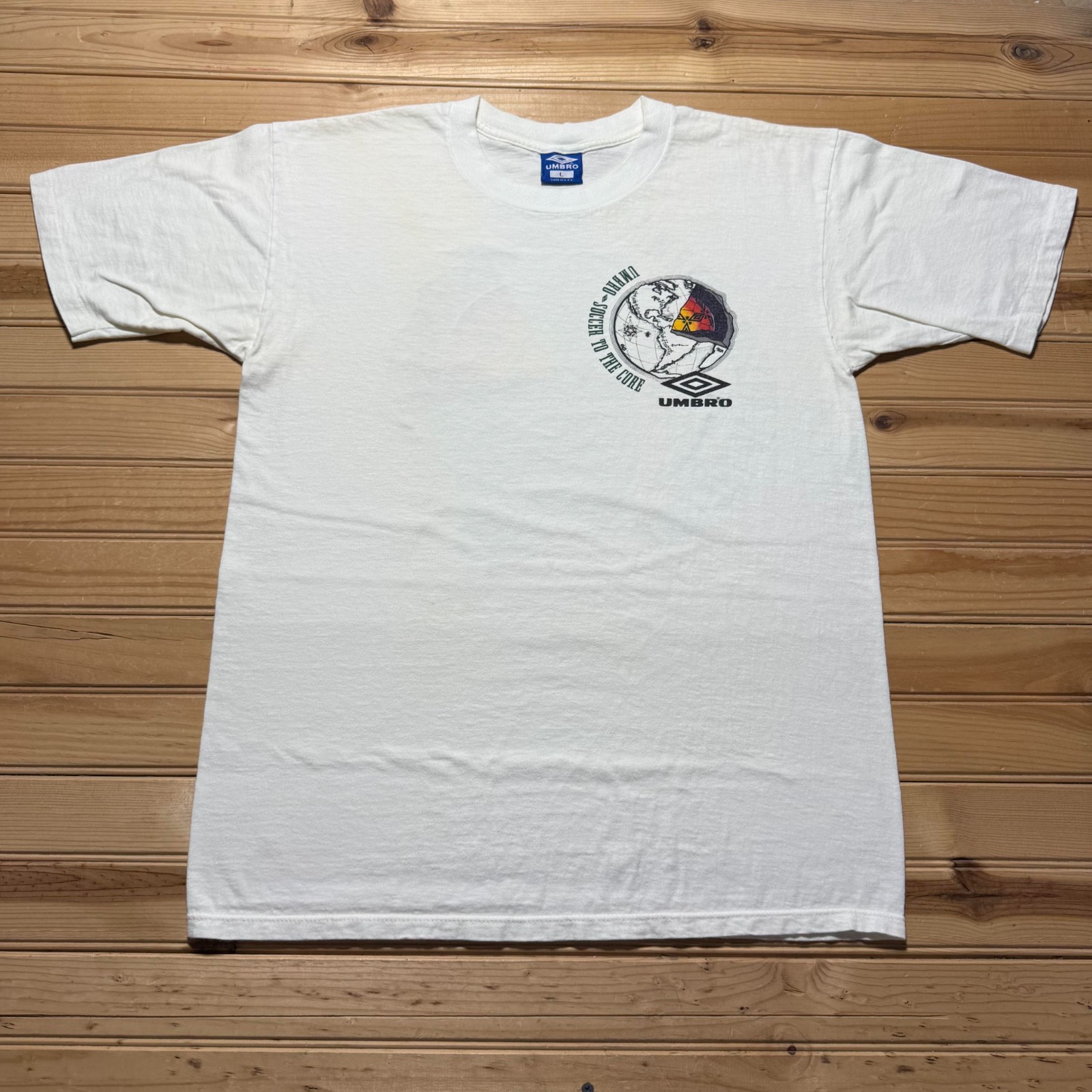Vintage 90s Umbro Soccer To The Core Globe Sports Graphic T-Shirt USA - Large gallery