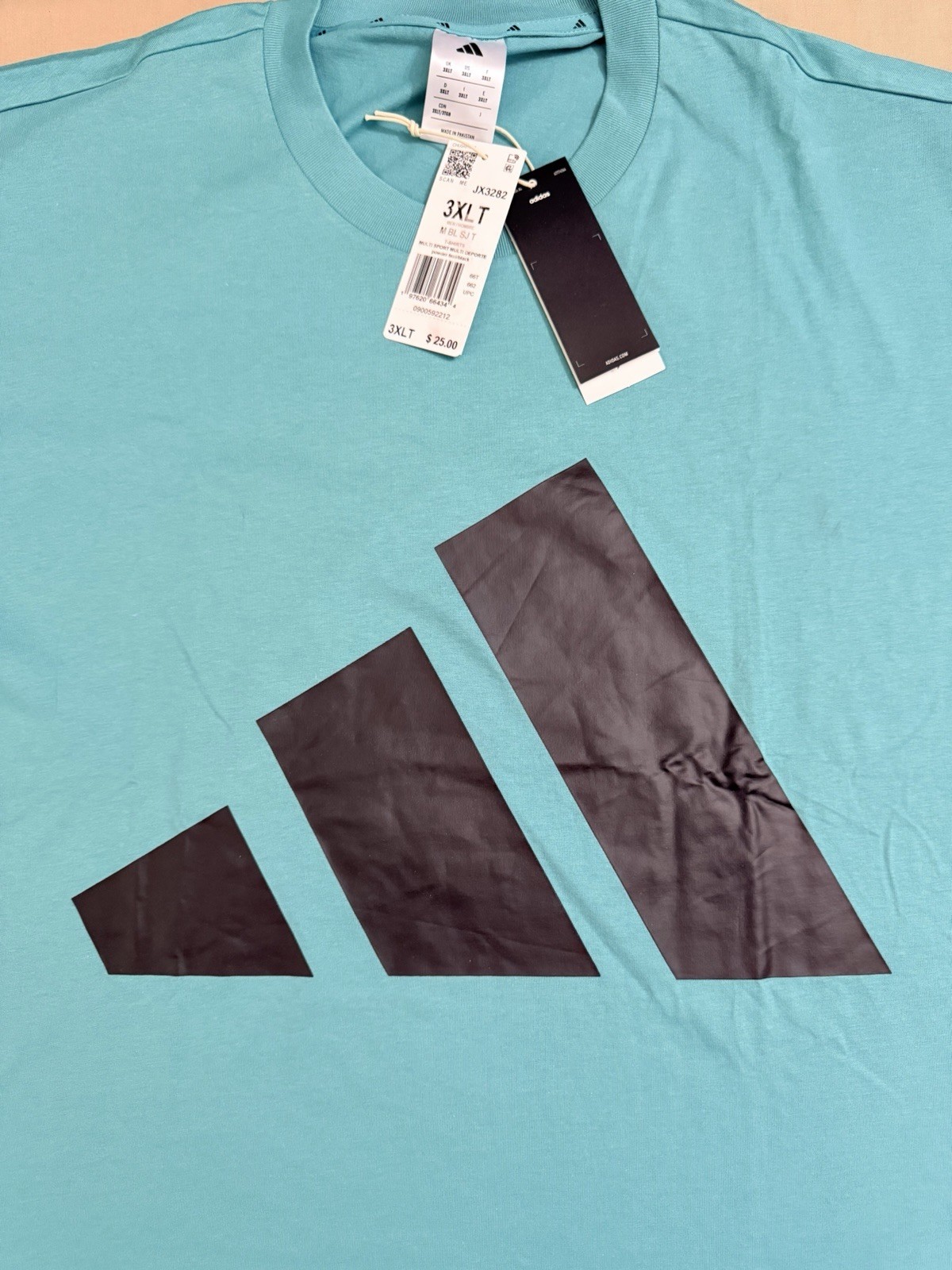 NEW..MEN TALL-3XL ADIDAS BIG LOGO SJ TEE (POWDER TEAL) LOOSE FIT gallery