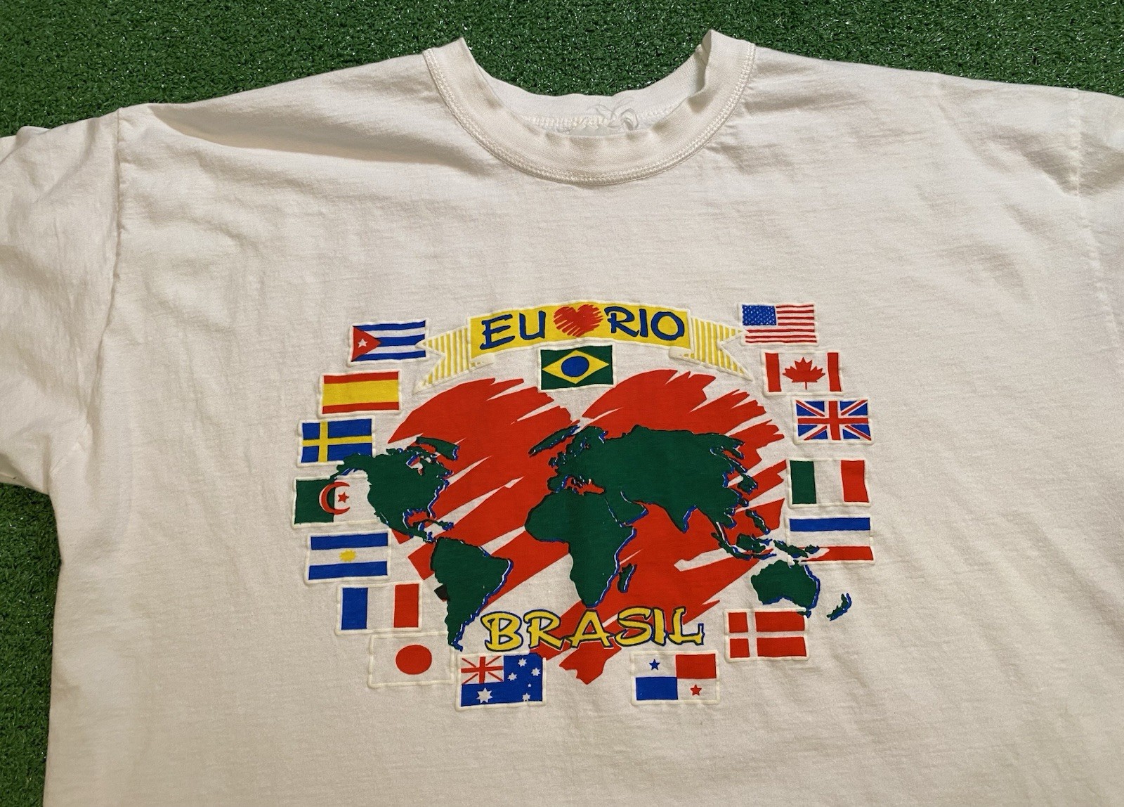 Vintage 90s Rio De Janeiro Brasil Brazil T Shirt Mens Large Country Travel EU gallery