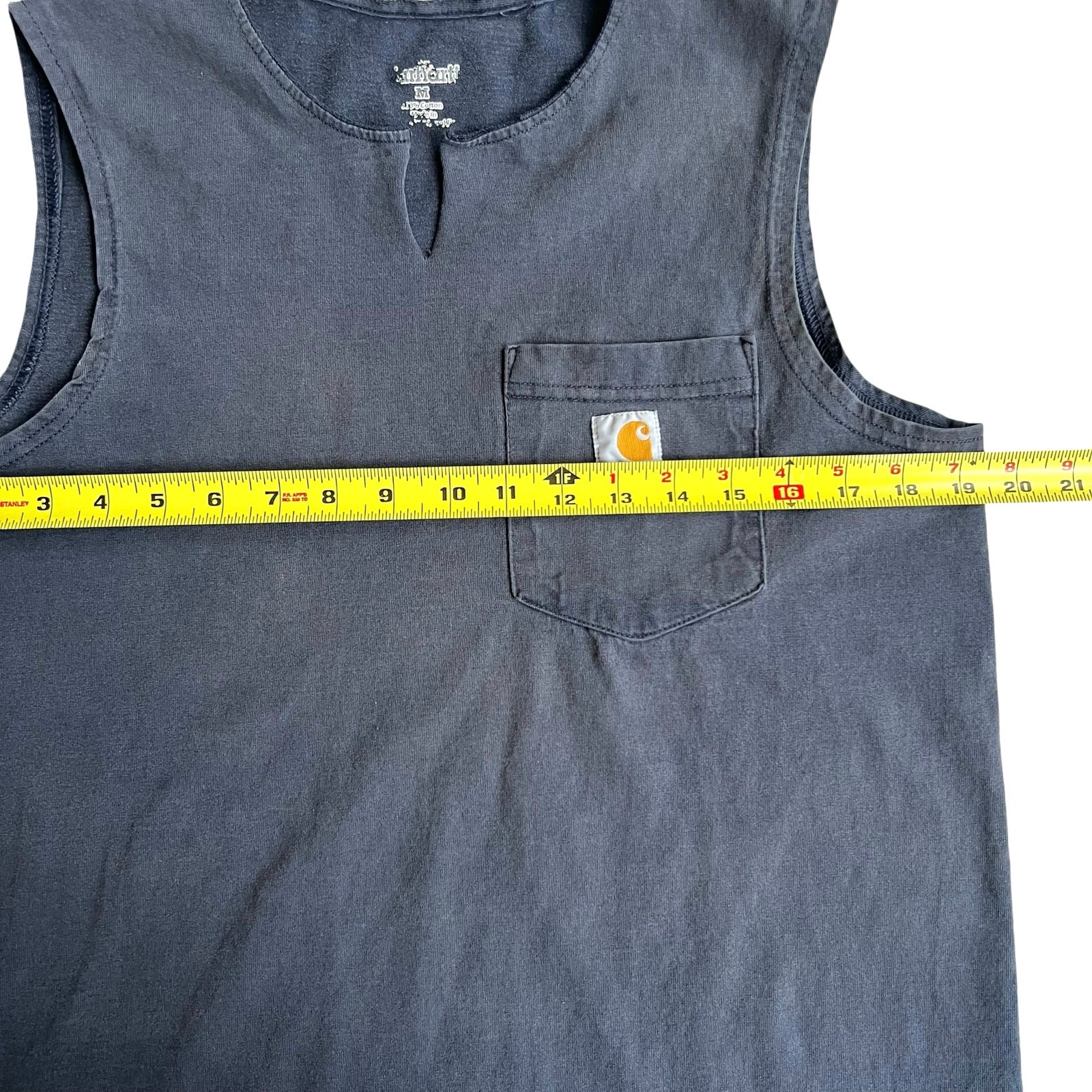 Carhartt Pocket Tank Top Distressed Fade Workwear Utility Grunge Medium gallery