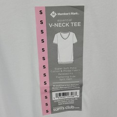 Members Mark Short Sleeve V-Neck Tee, White, Size S, NWT #BundleAndSave