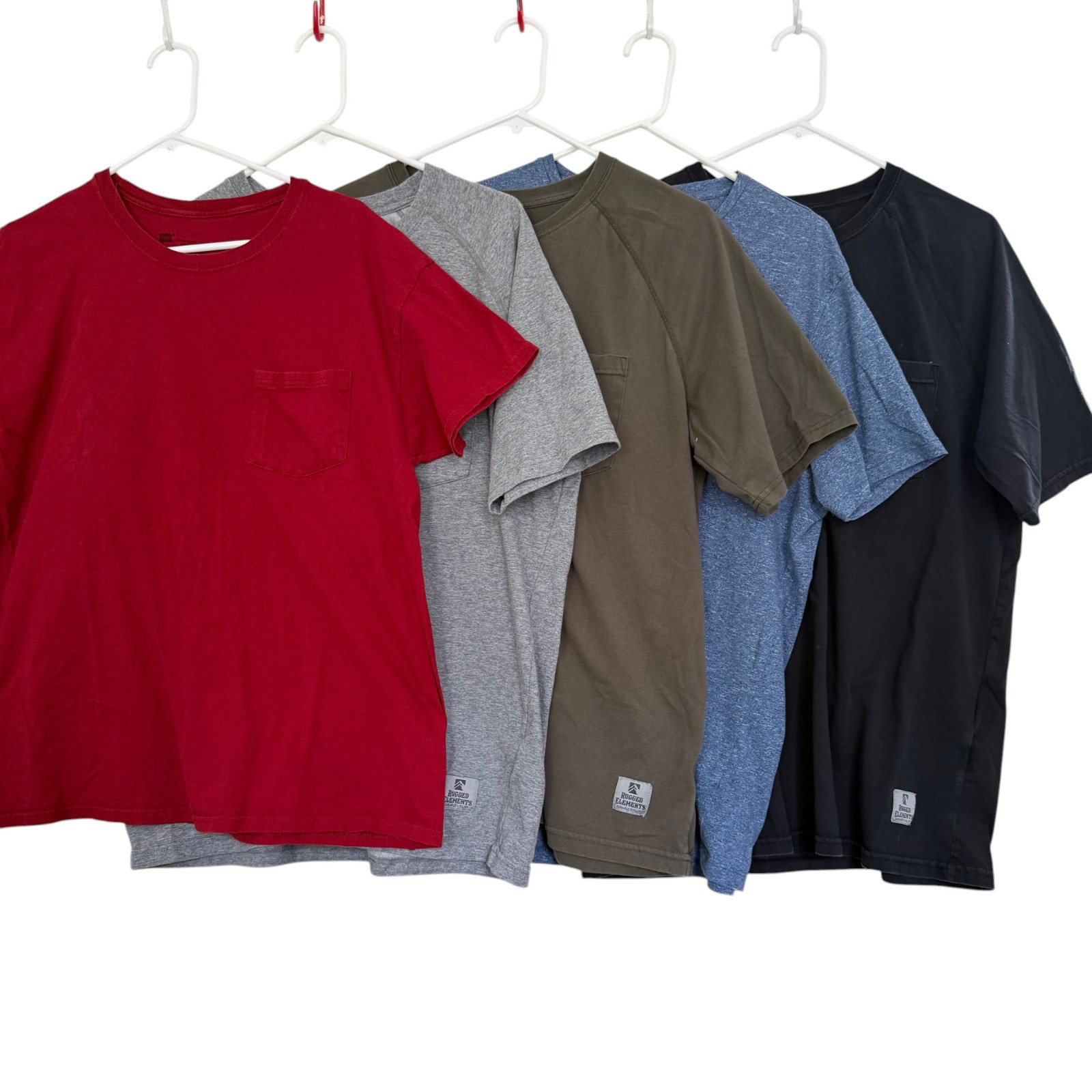 Lot 5 Mens Pocket T Shirts L Short Slv Solid Casual Basics Gym Workout Outdoors