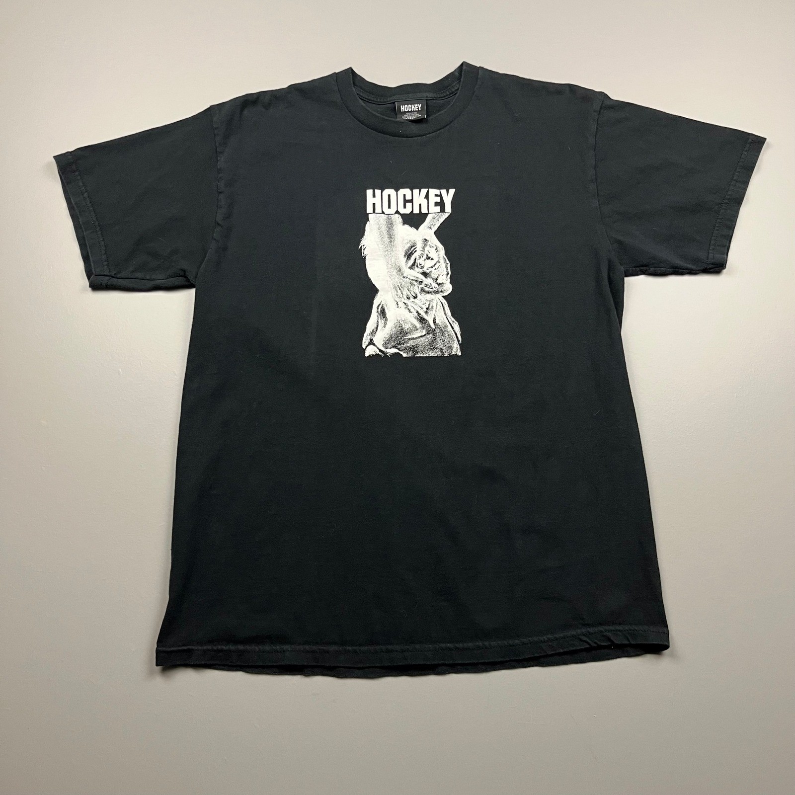 Hockey Eyes Without A Face T-Shirt Mens Large Black Graphic Skate Tee gallery