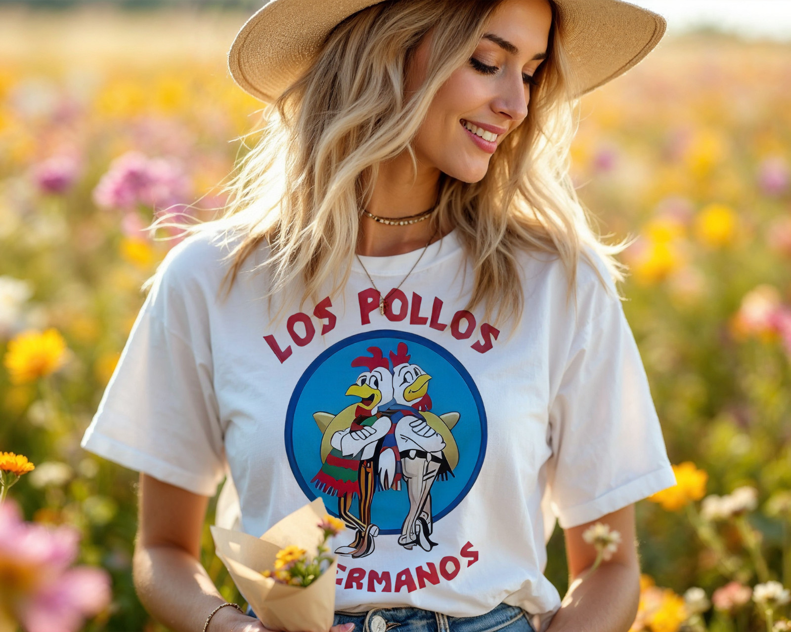 Los Pollos HermanosFunny Cartoon Chicken Brothers Mexican Style Graphic Tee A192 gallery