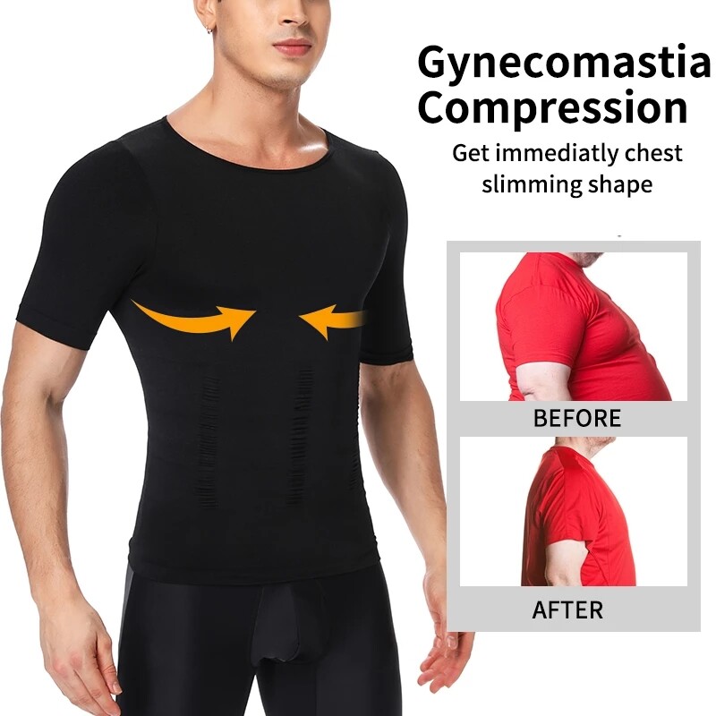 3 Pack Men Body Shaper Slimming Shirts Vest Compression Short Sleeve Shapewear gallery