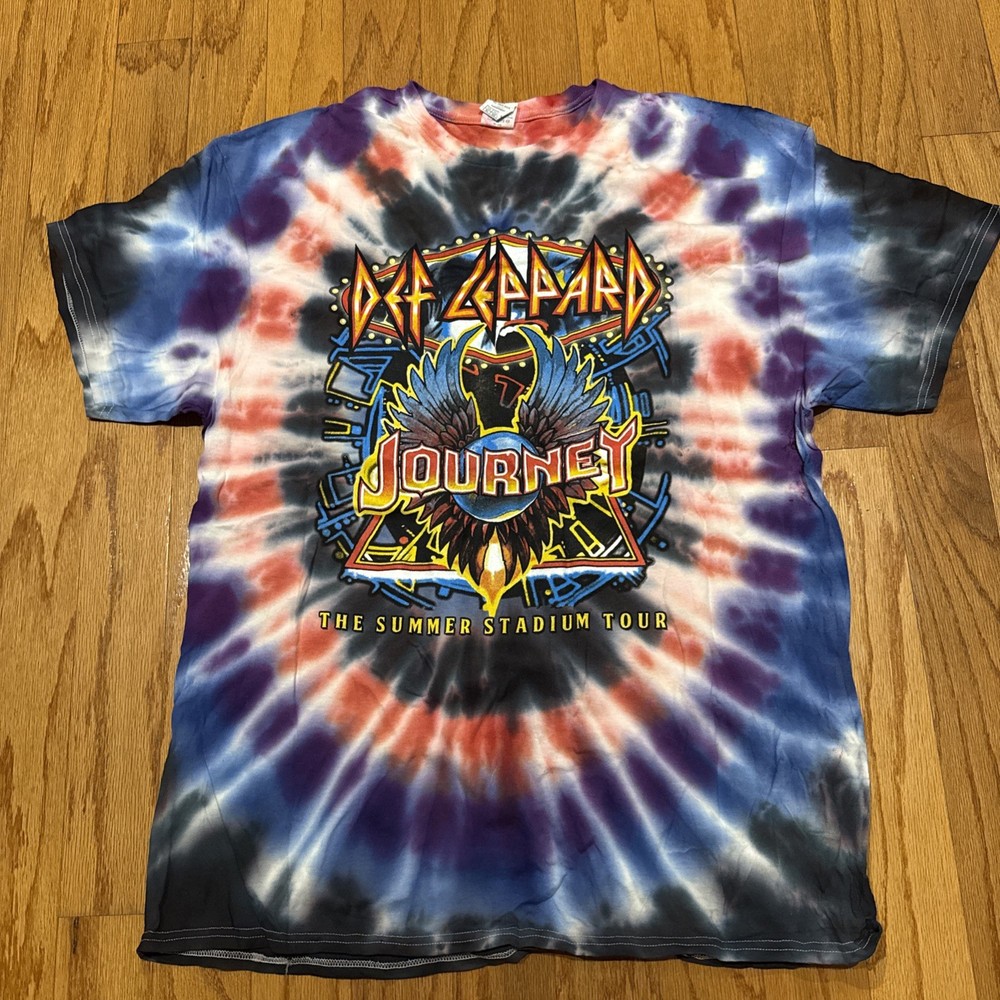 Def Leppard Summer Stadium Tour 2024 Tie Dye Shirt Journey T-Shirt Concert XL