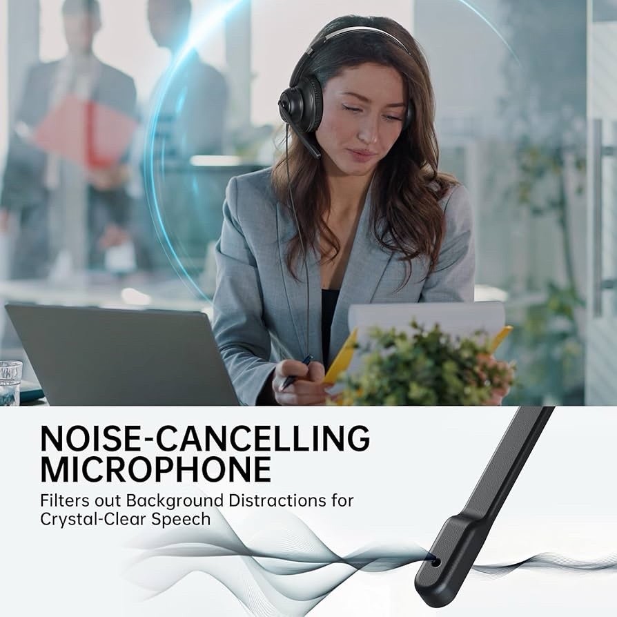 EKSA H8 USB Headset with Microphone for Work, Stereo Wired Computer Headphone…
