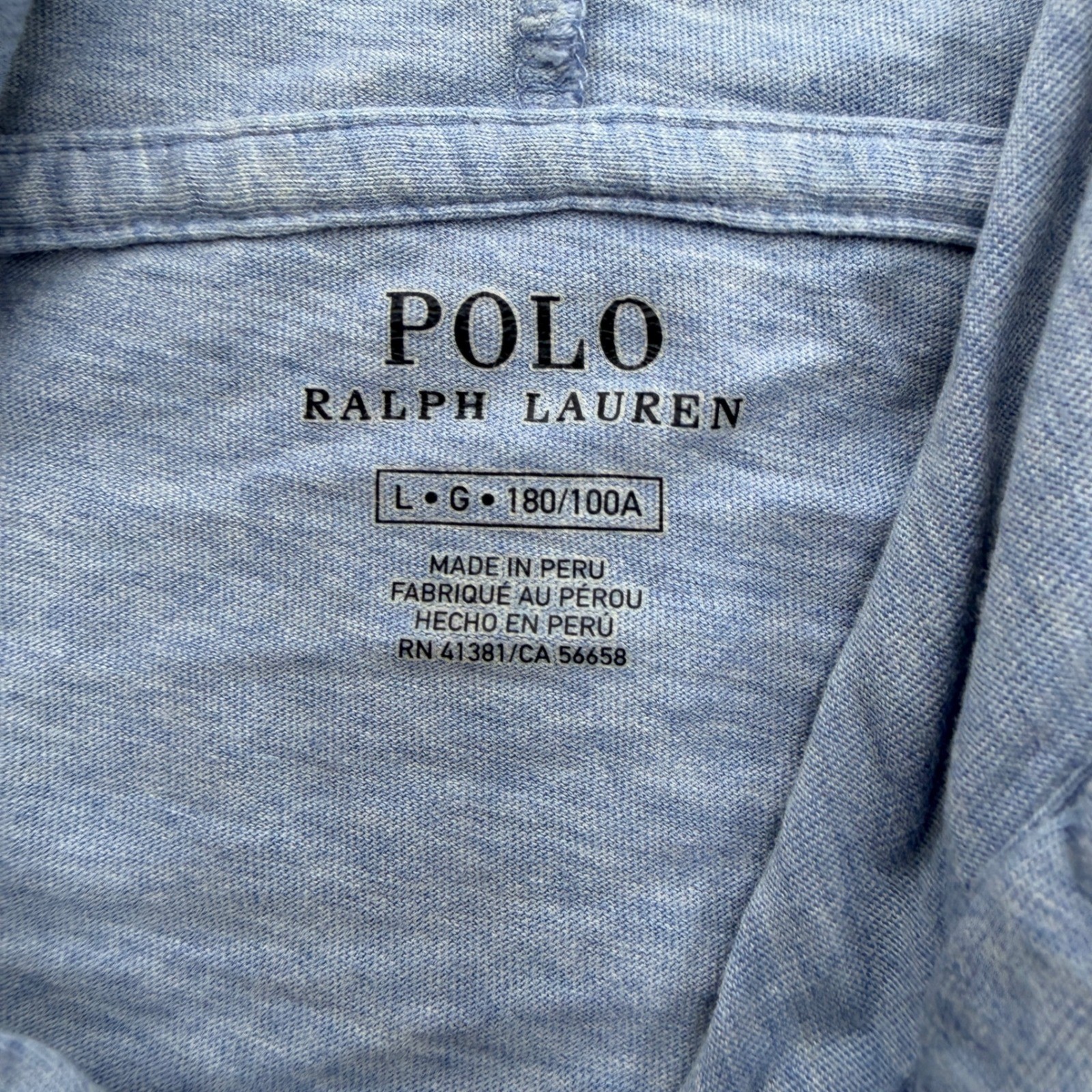 Polo Ralph Lauren Mens Hooded T-Shirt Light Blue Heather Cotton Long Sleeve L gallery