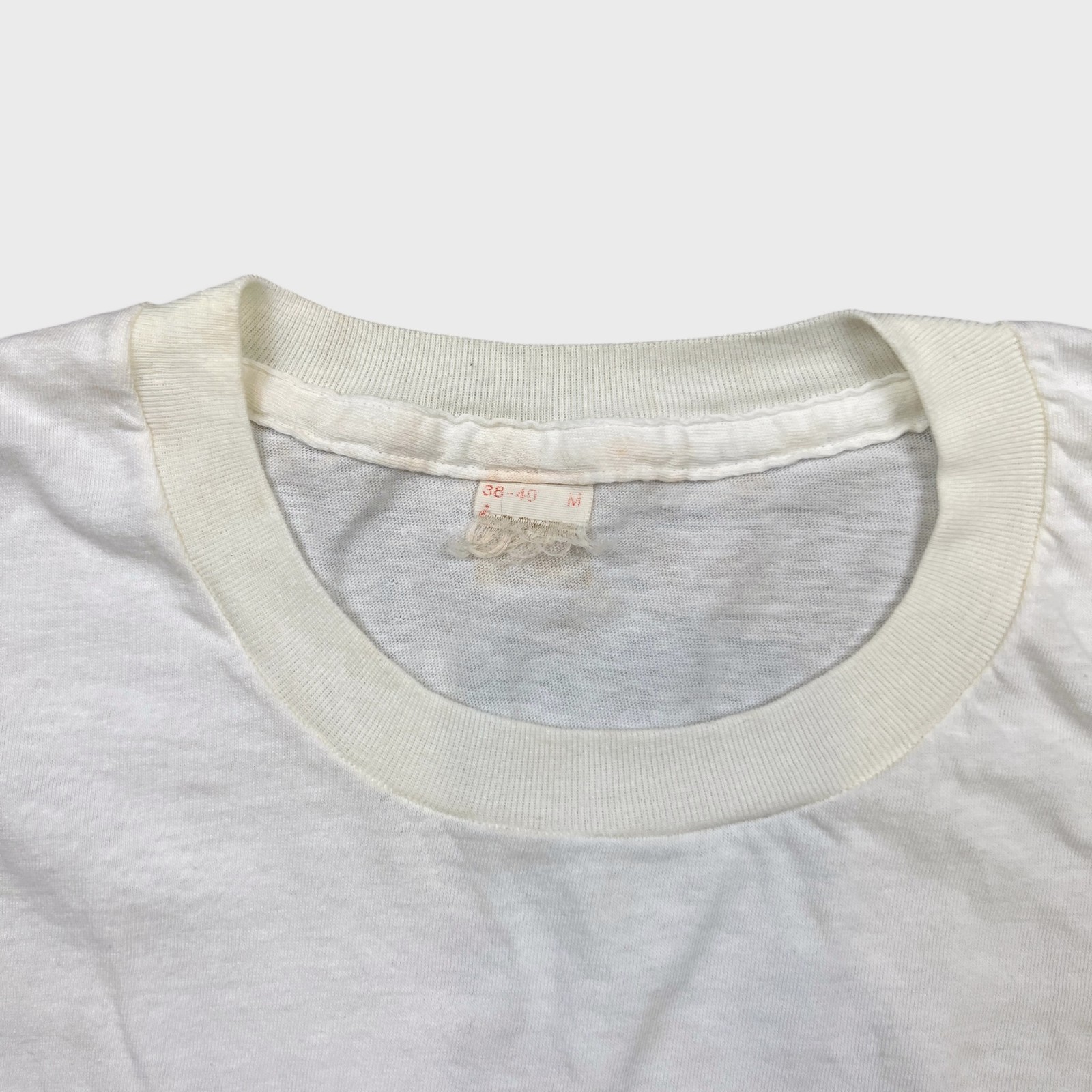 Vintage 80s Blank T Shirt Mens Medium White Single Stitch Basic Short Sleeve Tee gallery