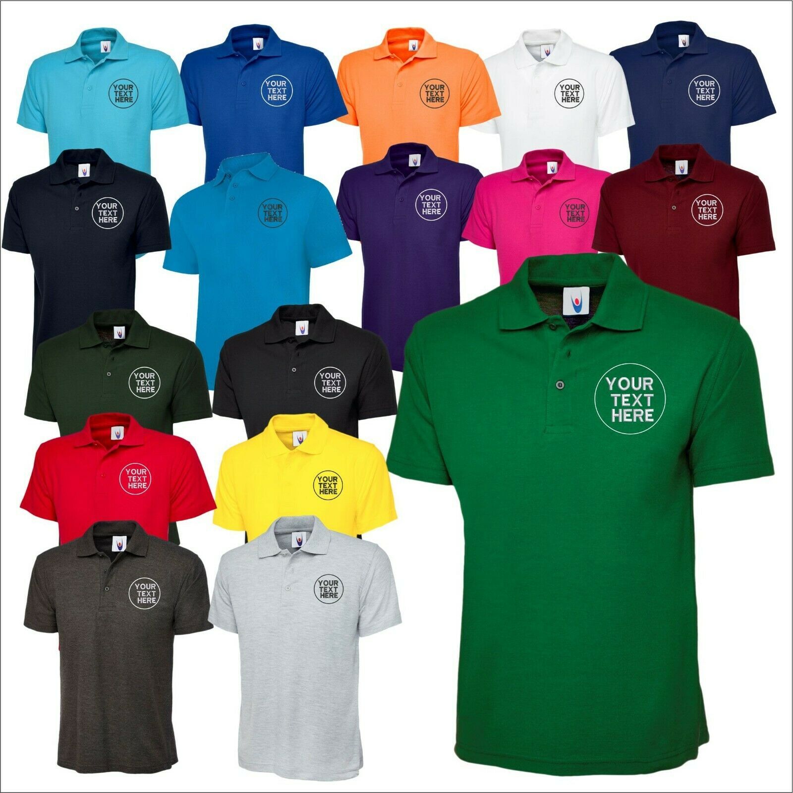 Custom Embroidered Polo Shirt Uneek UC101 Personalised Text Workwear Poloshirt T gallery