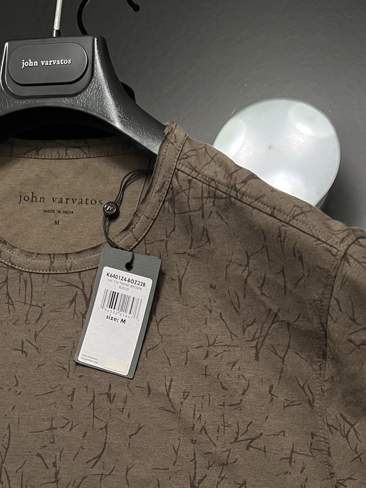 John Varvatos Luxury Shirt - Twine Brown - Raw Cut Edges - Crinkle - Vtg 2023 gallery