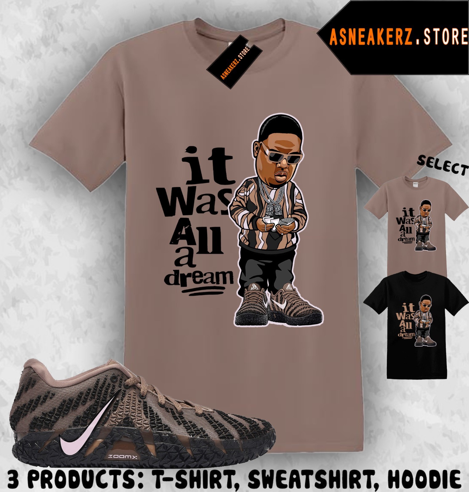 Tee Shirt Matching Ja 3 Showstopper Mink Brown Match Sneaker Sneakerhead Biggie gallery