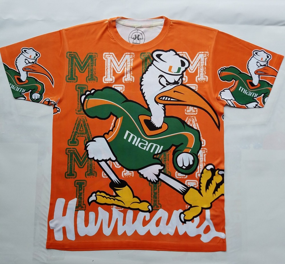 Custom Miami Hurricanes T shirt sublimation college football basketball Florida