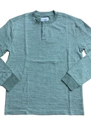 Goodfellow & Co Mens Ribbed Henley Long Sleeve Shirt Sage Green Size Medium