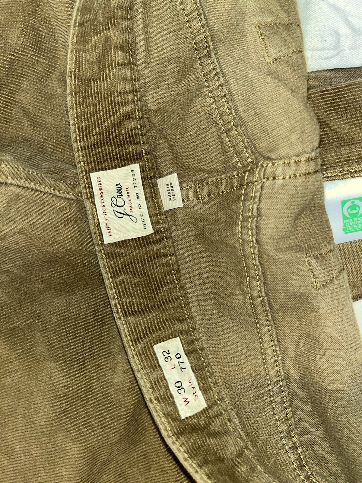 J.Crew 770 Brown Corduroy Pants Slim Fit 30x32 gallery