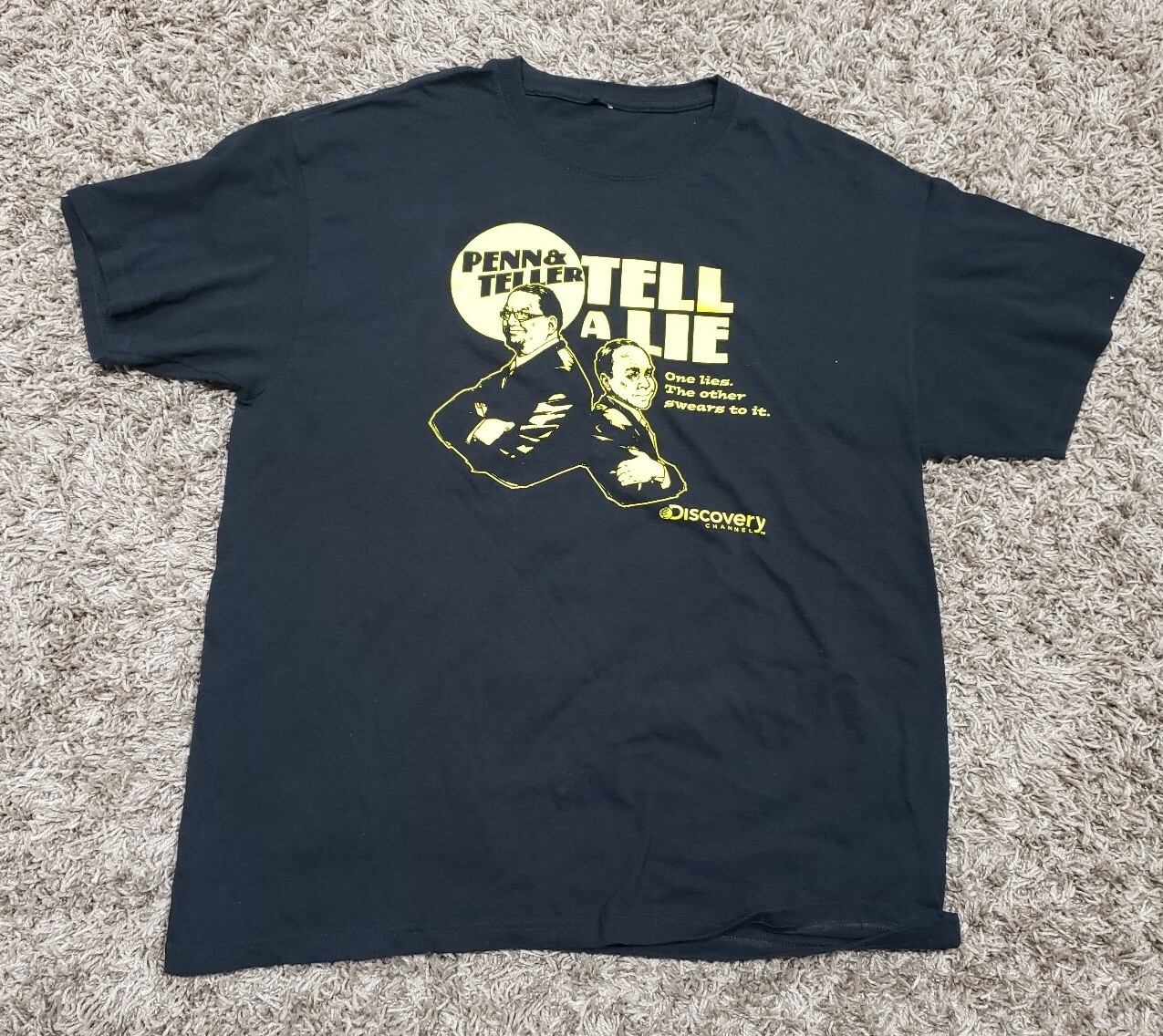Lot of 2 Discovery Channel - Penn & Teller Tell A Lie - Black T Shirt Sz Large gallery