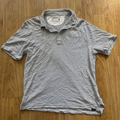Faherty Cloud Cotton Stripe Polo Mens XL Short Sleeve Black White