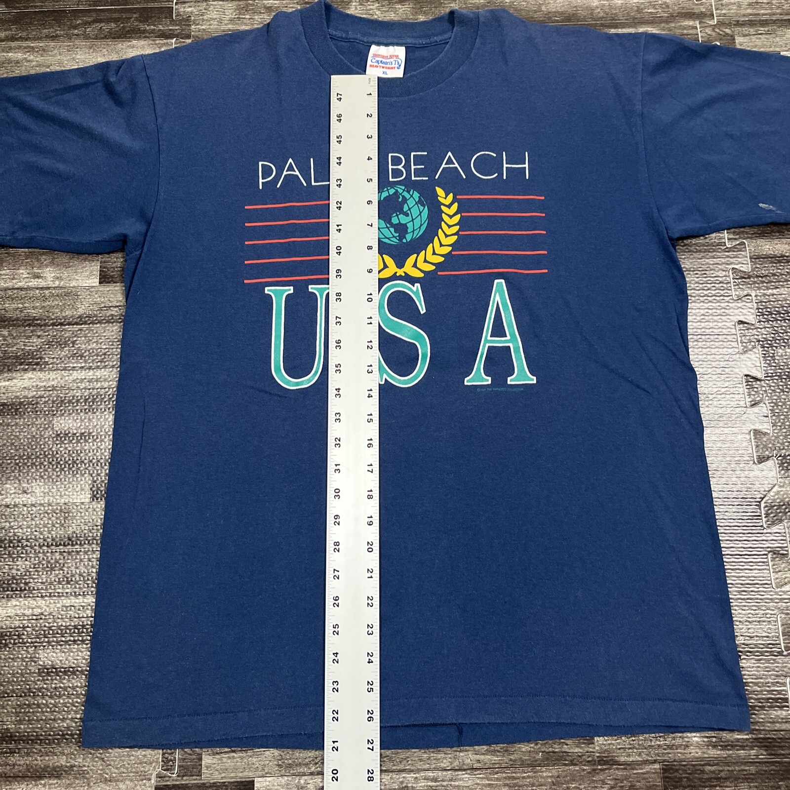 Vintage Palm Beach USA Single Stitch Graphic Tshirt Blue XL VTG 90s Beach gallery