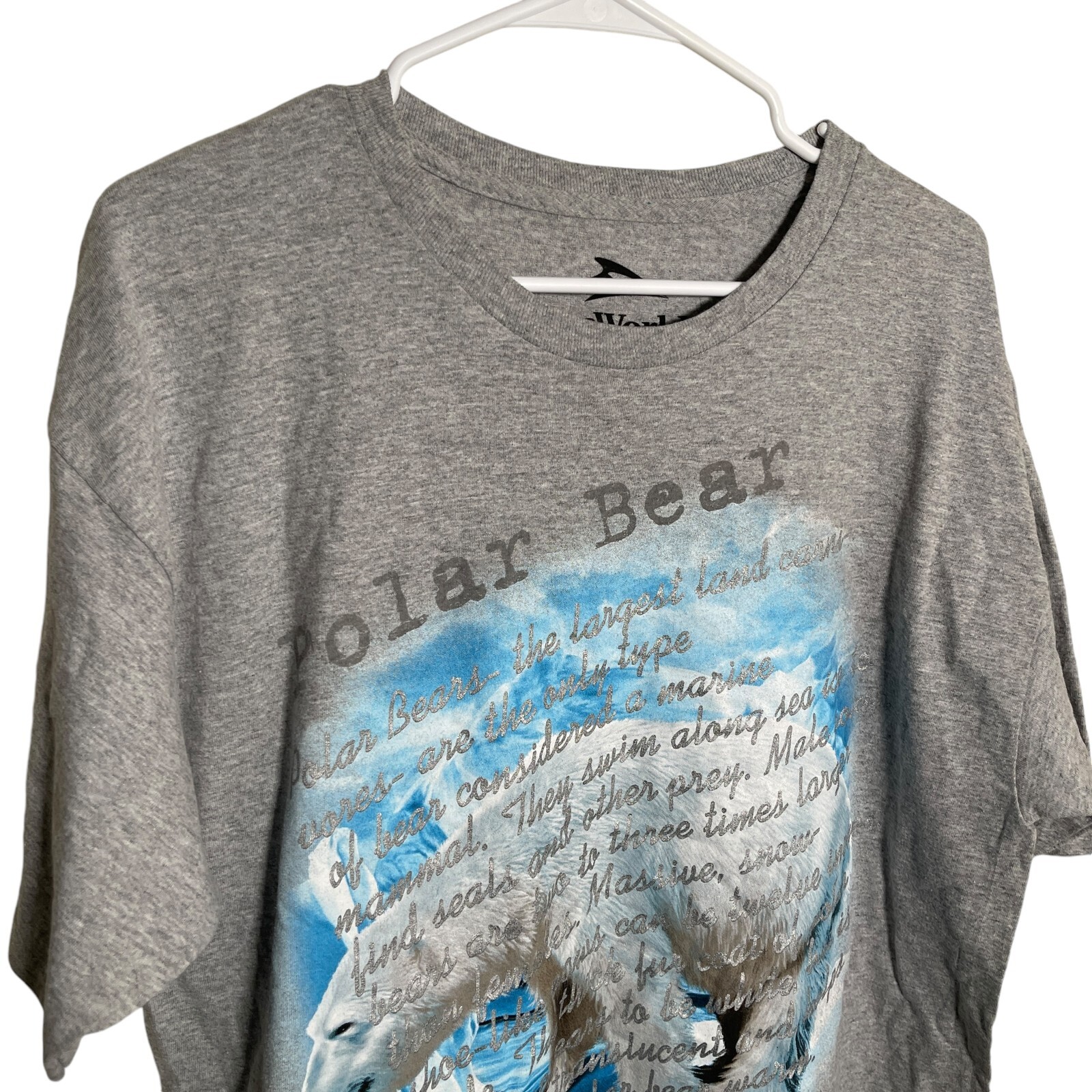 Sea World Polar Bear T-Shirt Men's Large Gray Graphic Crew Neck Short Sleeve Top gallery
