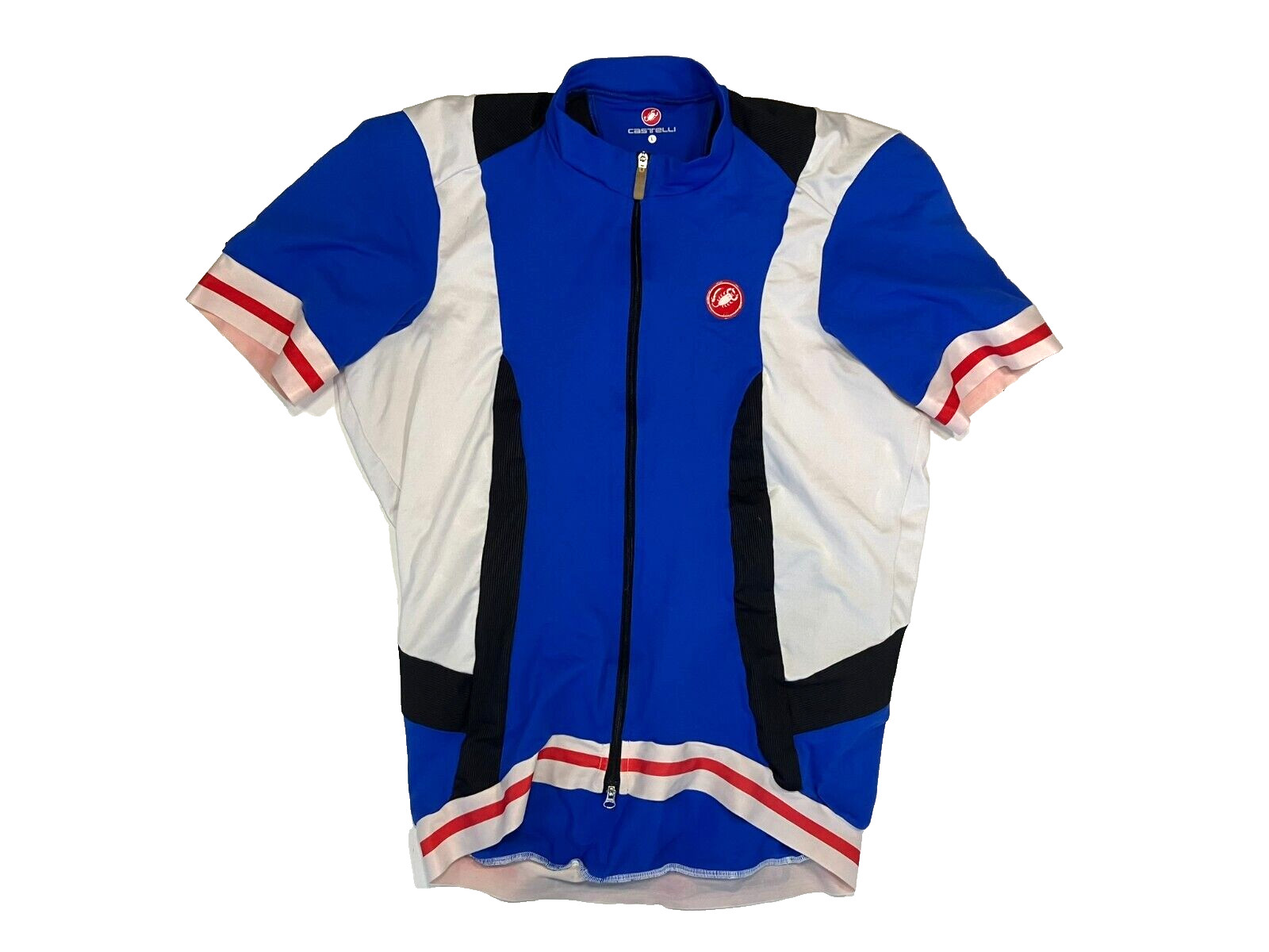 CASTELLI Blue/Red Nylon/Spandex CROATIA-MADE FULL-ZIP CYCLING JERSEY Shirt Sz L